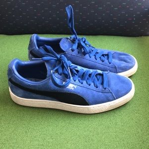 Blue suede puma sneakers